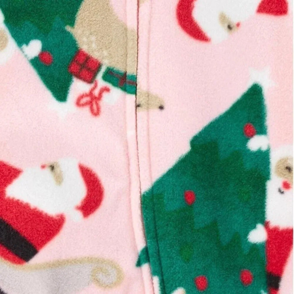NWT Carter's Footed Microfleece pink santa PJ's Sleeper Pajamas - Picture 2 of 2